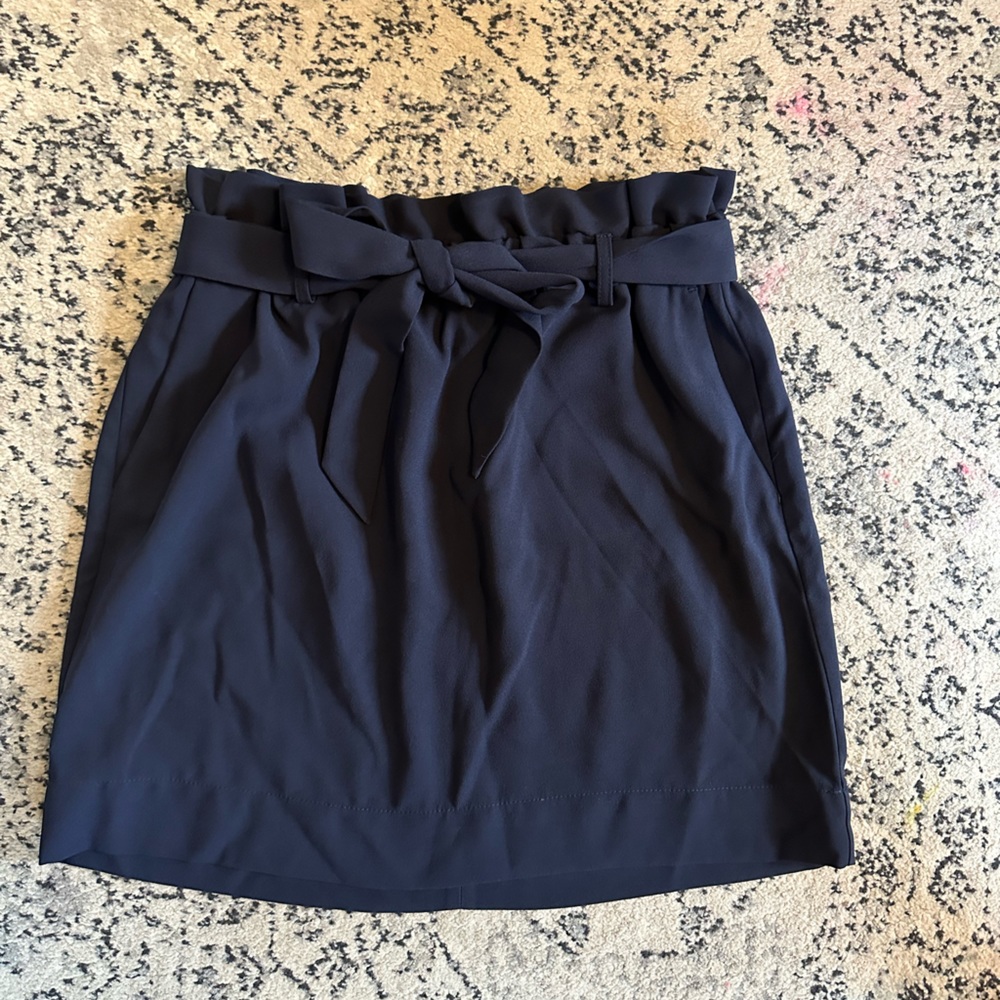 Express Navy Paperbag Waist Skirt